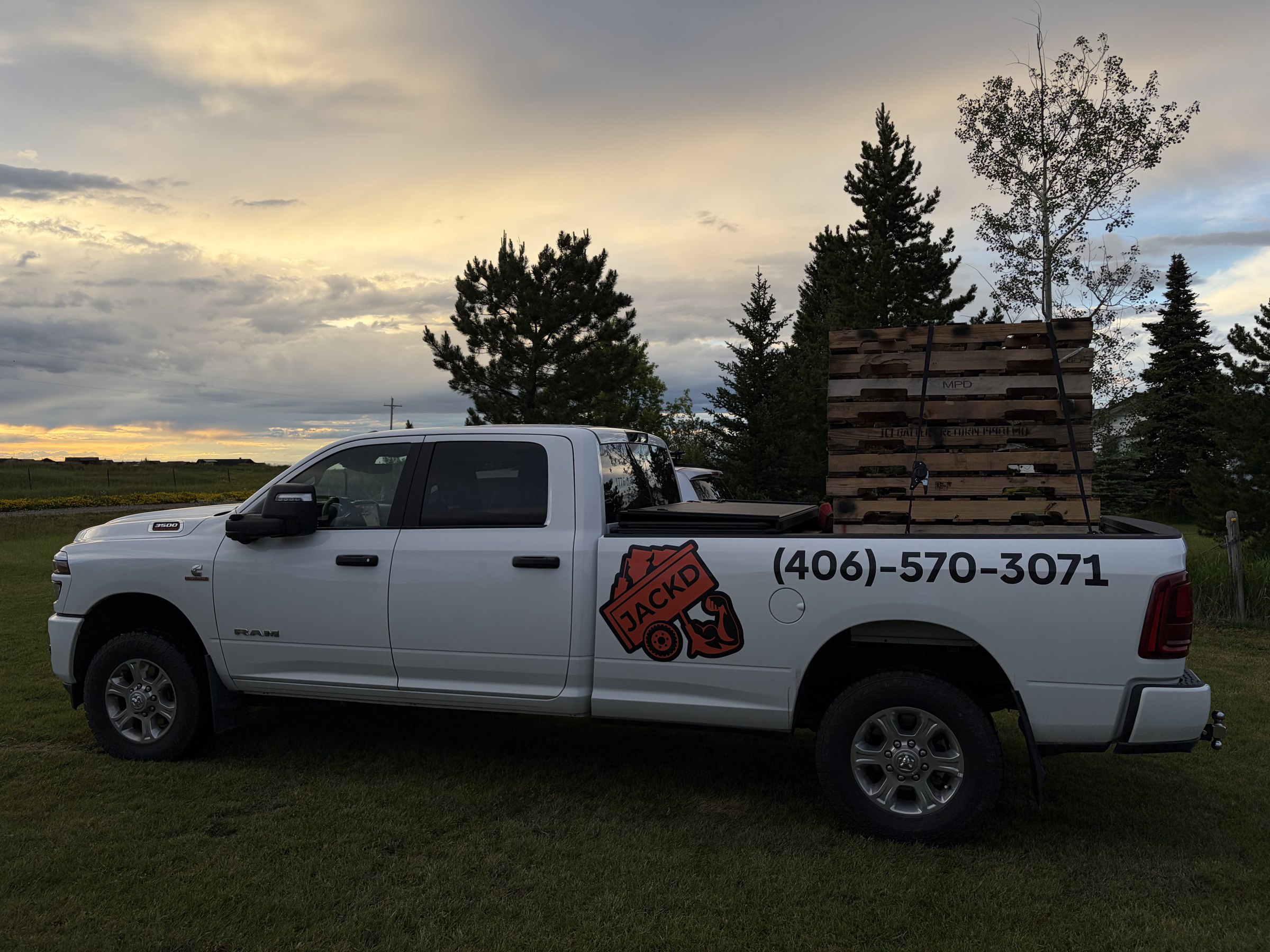 Pallets stacked in the JACKD truck bed
